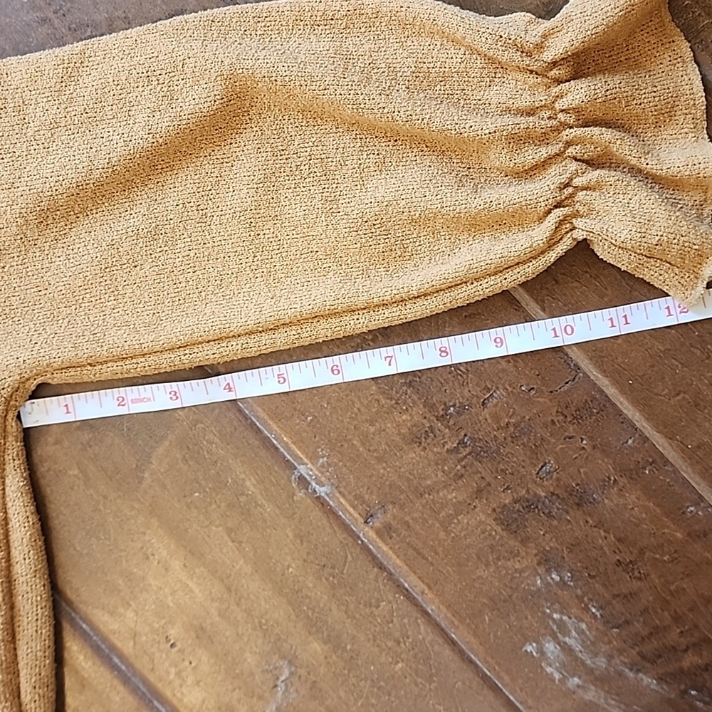 Zara Womens Long Sleeve Sweater Elastic Sinched Waist Golden Mustard Yellow Fall - Picture 5 of 8